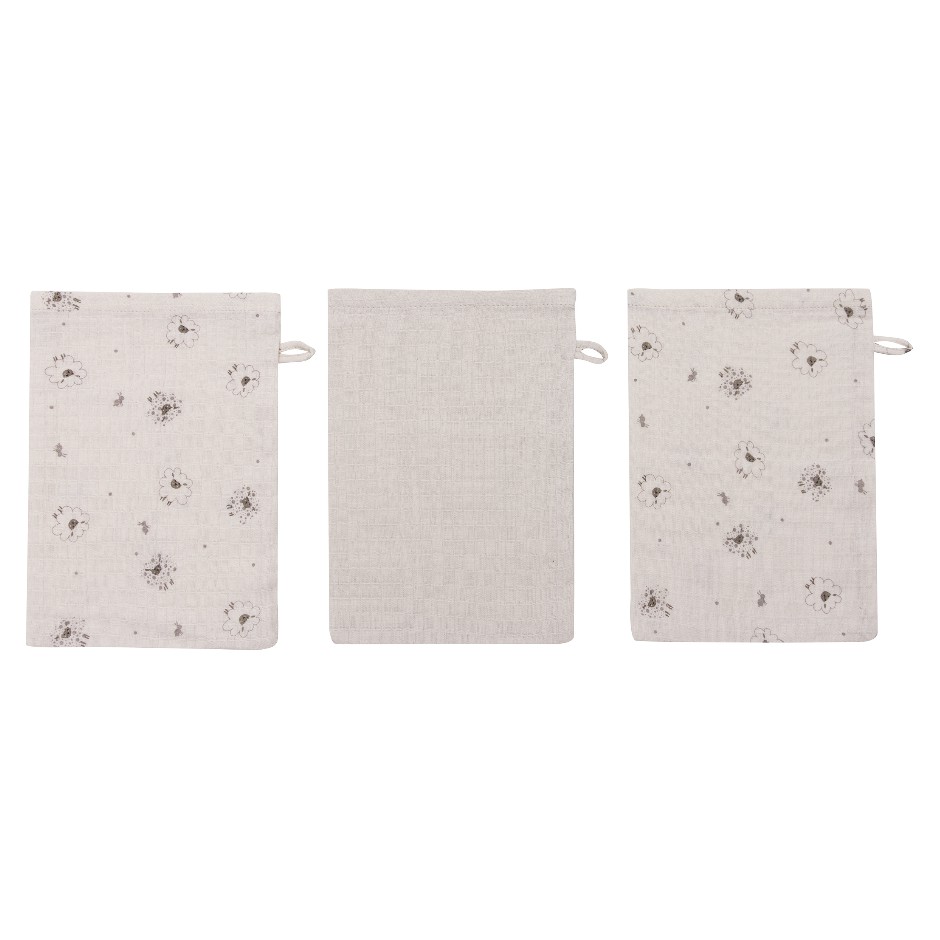 Afb: Gant de toilette mousseline (ensemble de 3 pièces) - Hydrofiele washand 3 stuks Tiny Sheep