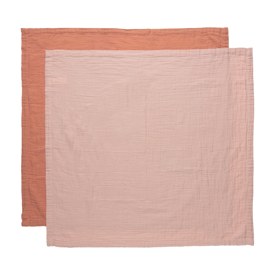 Afb: Hydrofielhanddoek (set van 3 stuks) - Hydrofiel doek 70x70 cm (set van 2 stuks) Pure Cotton Pink