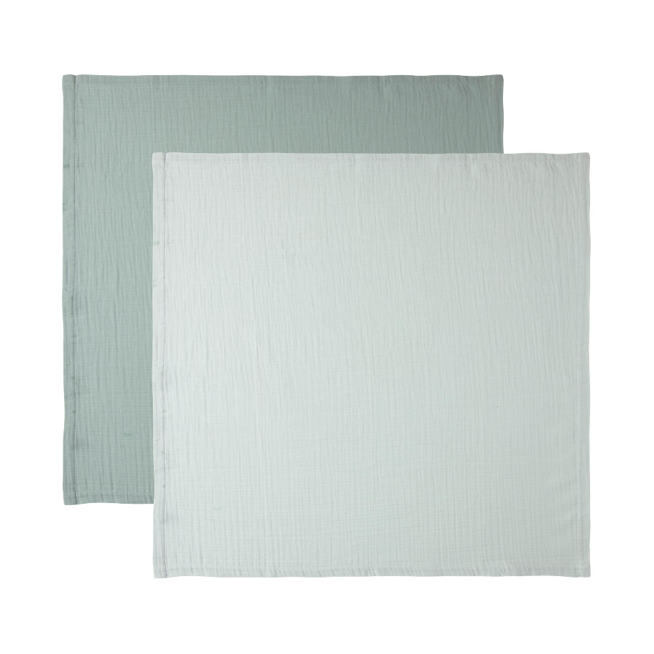 Afb: Tissu mousseline bebe 70x70 cm (ensemble de 3 pièces) - Hydrofiel doek 70x70 cm (set van 2 stuks) Pure Cotton Green