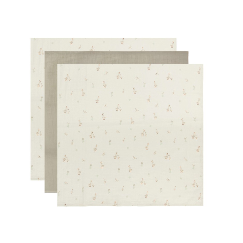 Afb: Tissu mousseline bebe 70x70 cm (ensemble de 3 pièces) - Hydrofiel doek 70*70cm 3 stuks Dear Goose
